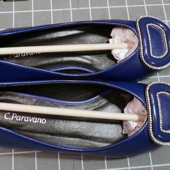 C Paravano Pointed Toe Ballet Flats Blue Size 5.5 - Picture 6 of 12